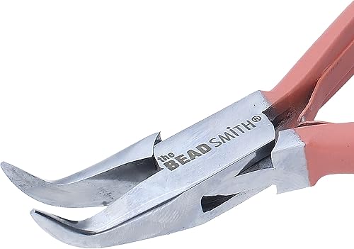 Miniatura 2 de The Beadsmith Alicates de nariz de cadena doblada de tacto satinado, 5.75 pulgadas (5.709 in) con cabeza de acero pulido, cómodas asas de agarre