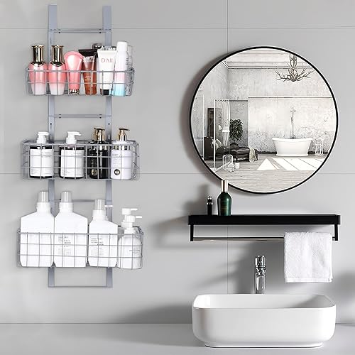 Miniatura 3 de Organizador desmontable de 3 cestas sobre la puerta, estante colgante de hierro resistente, estante organizador de almacenamiento para cocina, baño