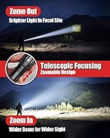 Vista 2 de Victoper Paquete de 2 linternas LED, linterna táctica brillante de alto lúmenes con 5 modos, luz de flash impermeable con zoom, regalos