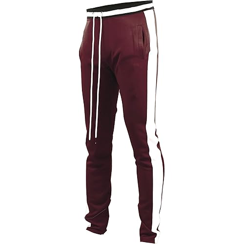Screenshotbrand Mens Hip Hop Premium Slim Fit Track Pants - Athletic Jogger Bottom with Side Taping