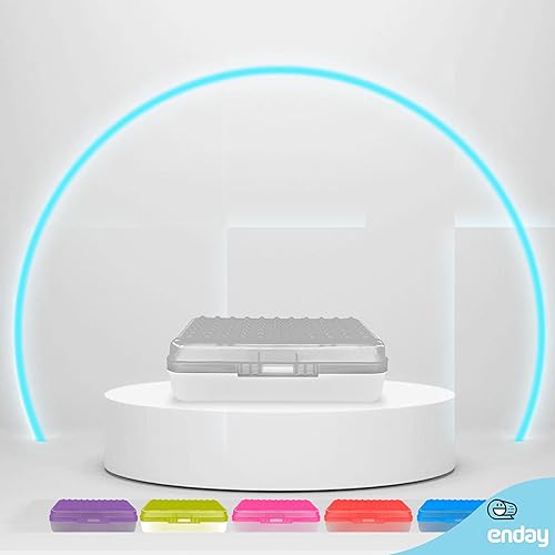 Miniatura 5 de Enday Caja de lápices gris, estuche de plástico con puntos, organizador multiusos con cierre a presión para el hogar y la oficina