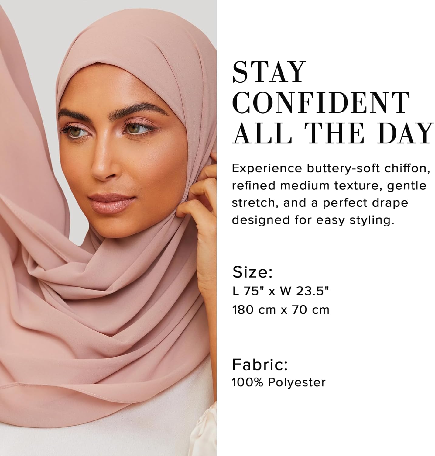 VOILE CHIC Non-Slip Premium Chiffon Hijab Scarf for Women - Lightweight Head Scarf Wrap for Full Coverage and All Day Comfort - Image 4