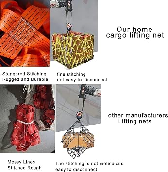 Heavy Duty Cargo Lifting Net Cargo Lifting Net Slings Hanging Net Cargo Lifting Bags, Decorative Fencing Safety Lifting Webbing Nylon sling nets(1.5 X 1.5M/Mesh 10cm/Load 1t)