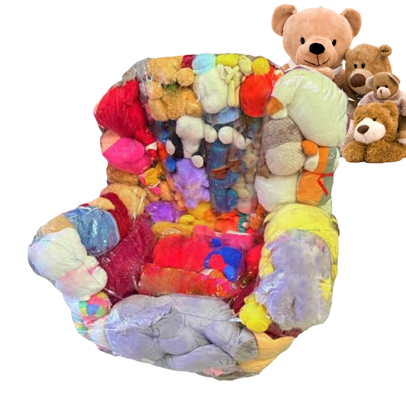Chaise de rangement pour animaux rembourrés, pouf transparent 2 en 1 - Résistant aux taches - Pour dortoir, chambre à coucher, intérieur, coin lecture, salon