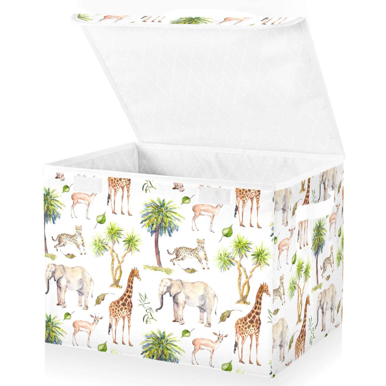 Mnsruu Easter Baskets Collapsible Storage Bins with Lids, Animal Elephant Giraffe Storage Boxes Clothes Baskets for Organizing
