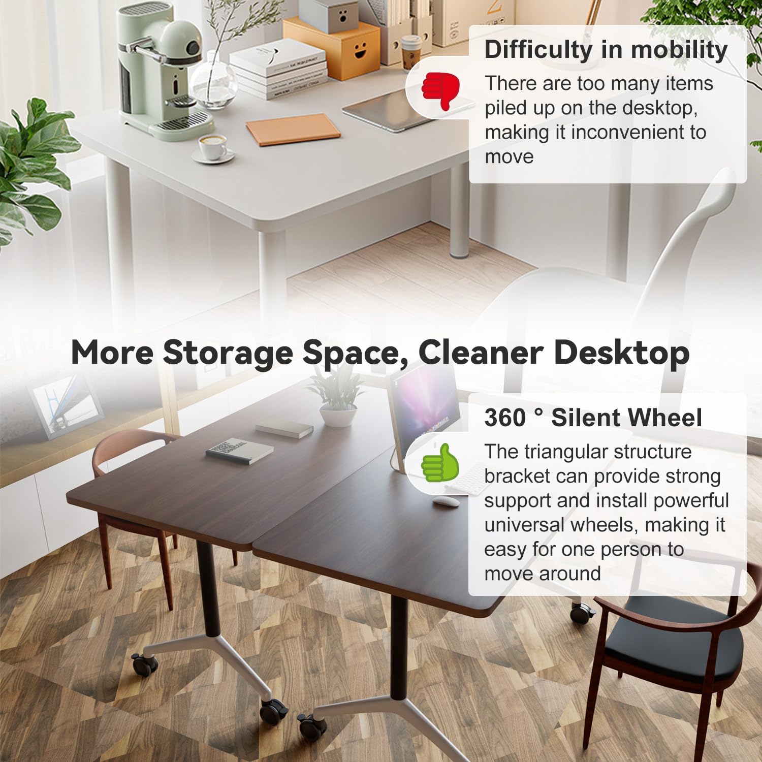 Folding Conference Room Tables Seminar Conference Table Modern Flip Top Training Meeting Tables Conference Room Table with Wheels — view 4