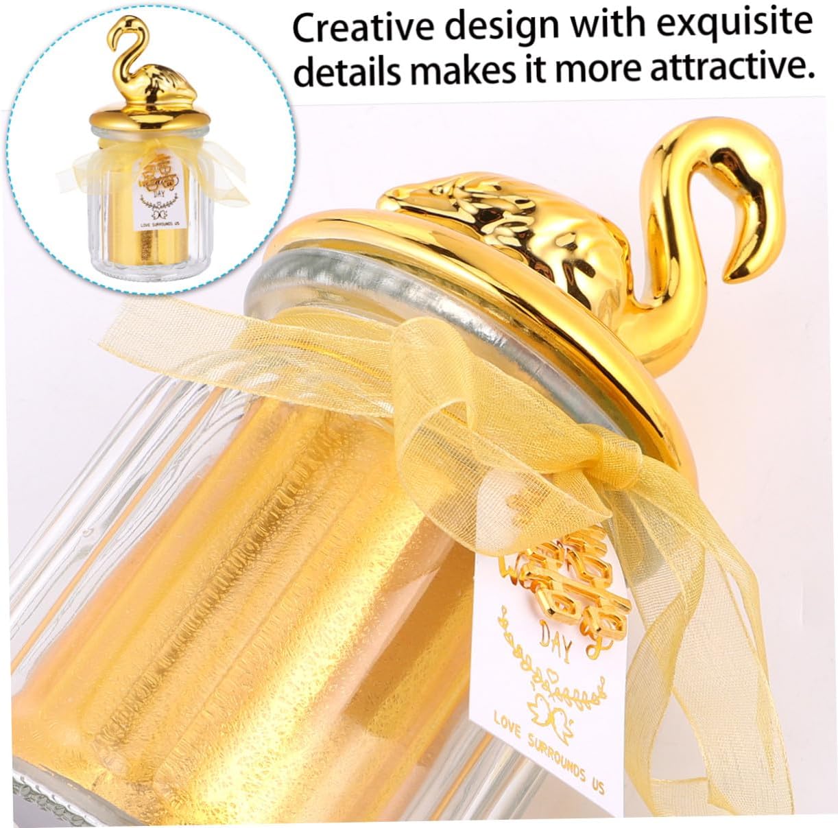 Yardwe Glass Candy Box with Ceramic Animal Lid, Gold-sealed Glass Candy Jar for Wedding Party Favors, Decorative Snack Storage Bottle for Event