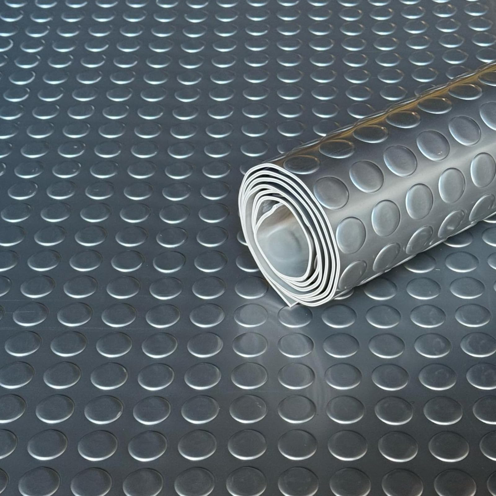 Shield Autocare 3m x 1.5m Silver Coin PVC Flooring Roll | Non Slip Industrial Lino Vinyl Floor Matting for Garage Work Van Heavy Duty 3mm Thick 1.5m Width