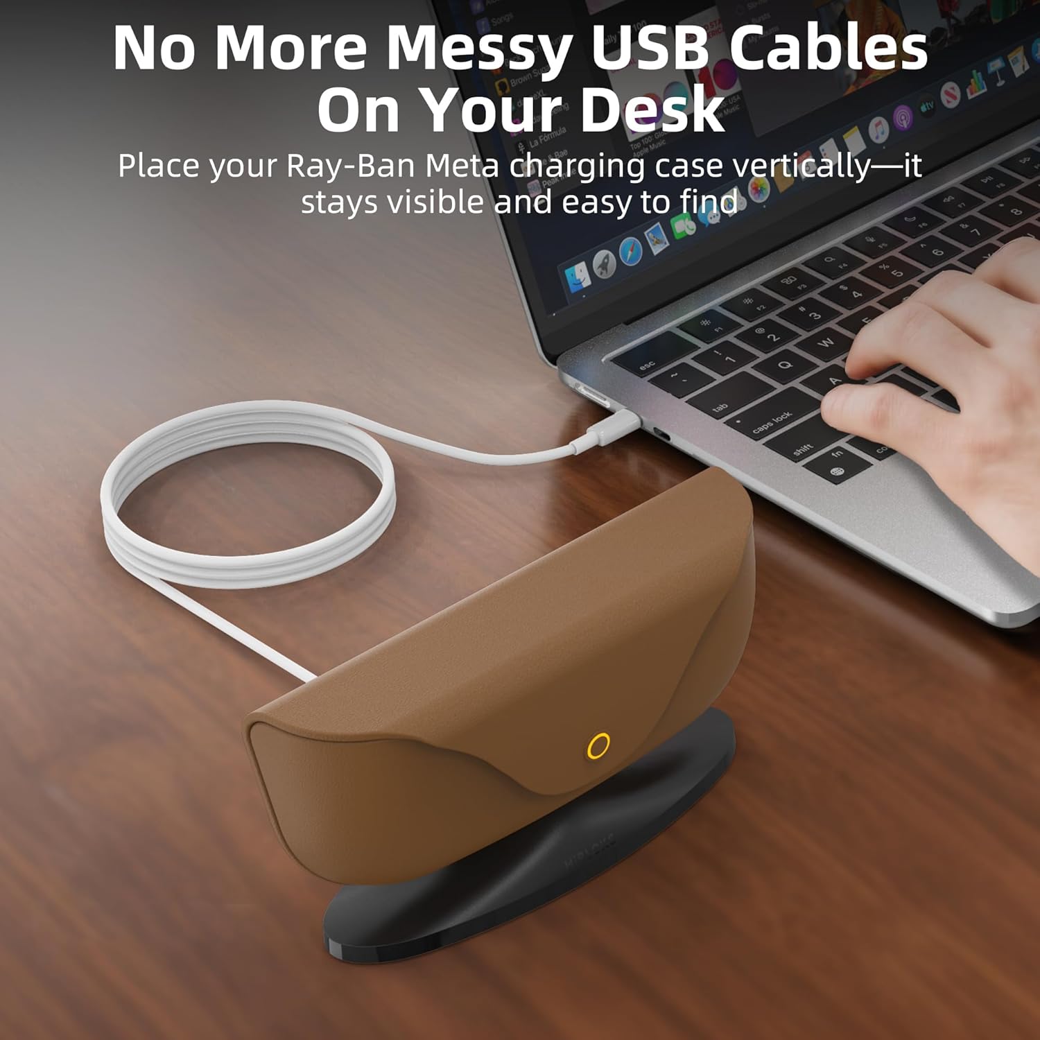 HiBloks Magnetic Charging Stand for Ray-Ban Meta Charging Case (Gen 1 & 2), USB-C Detachable Charger Dock Smart Glasses Accessories Charger Case Holder with 3.9FT USB C Cable
