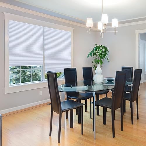 Miniatura 10 de Redi Shade No Tools Easy Lift Trim-at-Home Persiana de tela plisada sin cordón que bloquea la luz, blanca, 48 x 64 pulgadas, (se adapta a ventanas