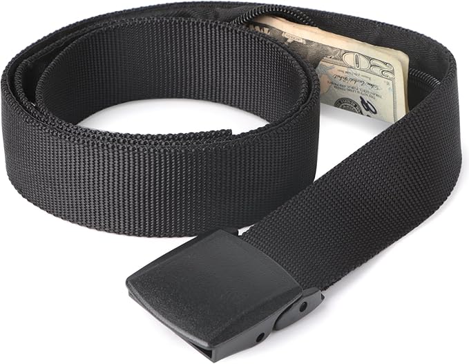 Travel Security Money Belt with Hidden Money Pocket - Cashsafe Anti-Theft Wallet Unisex Nickel free Nylon Belt by JASGOOD