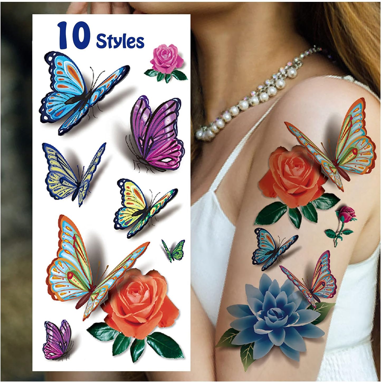 Cerlaza 78 Styles Temporary Tattoos for Women Adults, 3D Butterfly Tattoo Stickers Realistic Tatuajes Temporales Woman, Waterproof Long Lasting Flower Fake Tattoos Sexy Semi Permanent Tatoo