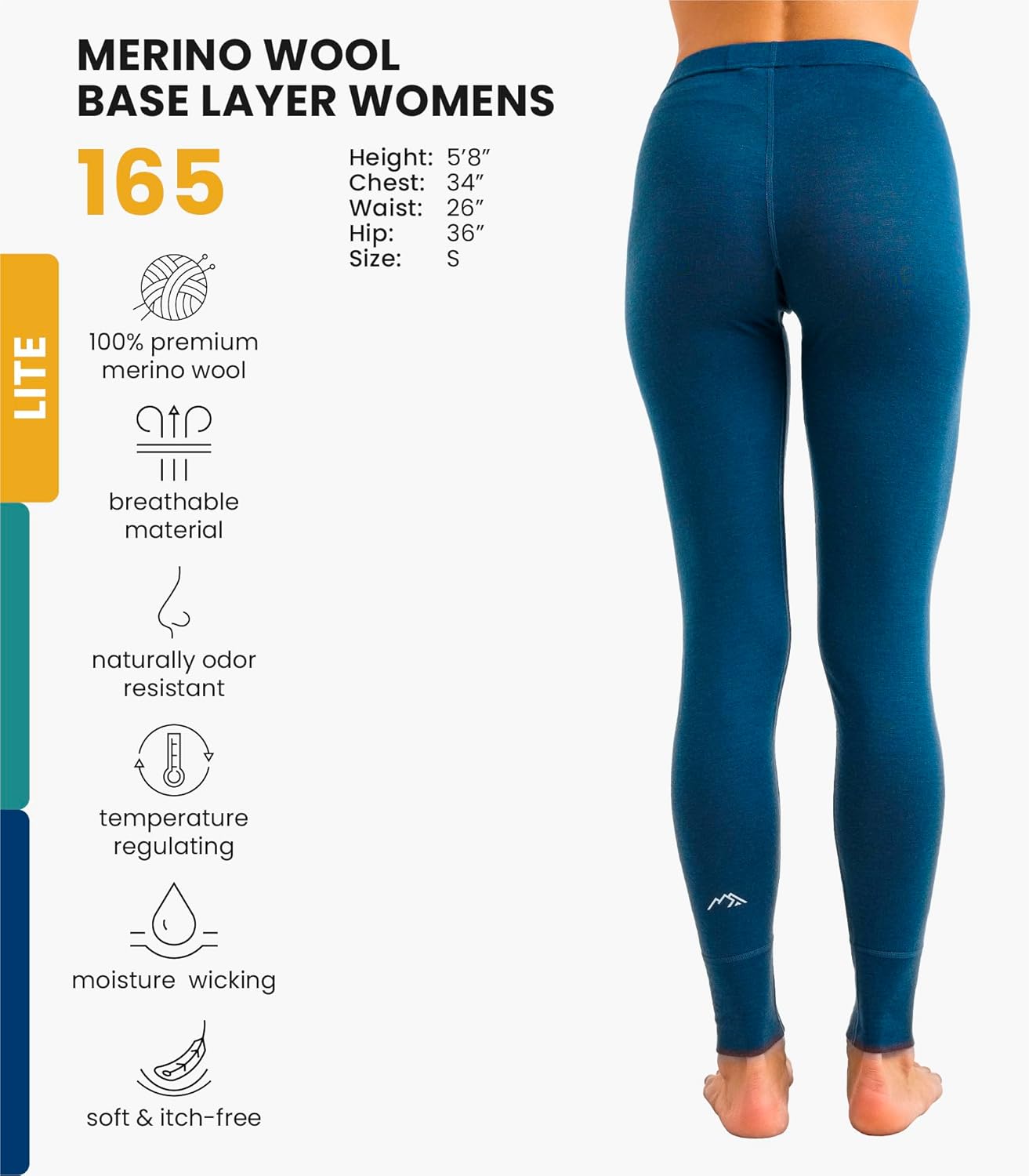 Merino Wool Base Layer Women Pants 100% Merino Wool Leggings Heavyweight, Midweight, Lite Thermal Underwear Bottom and Socks - Image 2