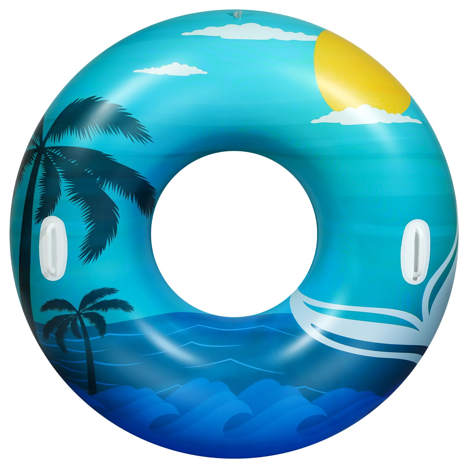 HeySplash Pływacka boja dla dorosłych, 42 cale, duża tratwa z uchwytami, nadmuchiwany pierścień basenowy, salon, boja, basen, plaża, zabawki do dekoracji imprez, zielona niebieska plaża