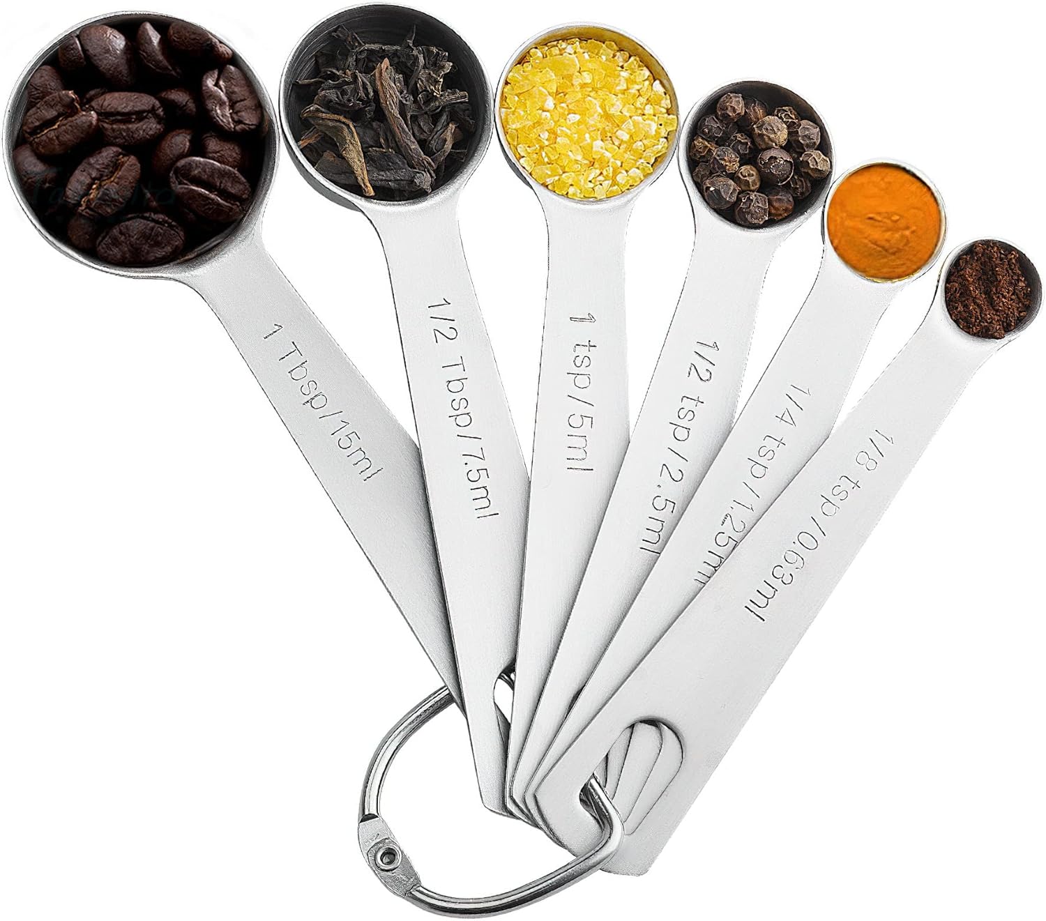 YJNSFT Stainless Steel Measuring Spoons Set of 6, Small Stackable Kitchen Tablespoon