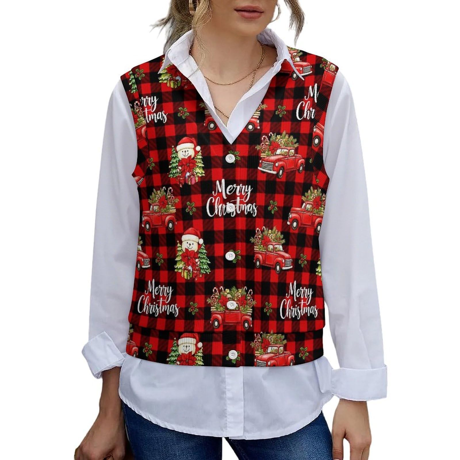 Casual Sweater Vest Women Casual V Neck Button Down Sleeveless Knit Cardigan Vest Tank Tops