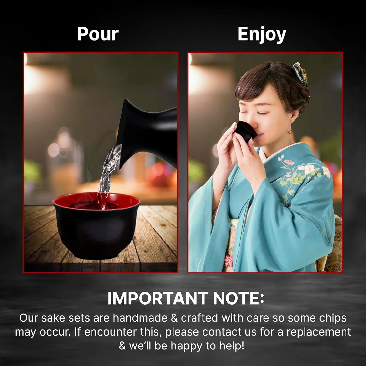 Sake Set 9 pcs | Sake Cups set of 6 | Saki Cup Set| Japanese Sake Set with Bamboo Tray | Soki | Sake Cup Set | Sake Carafe | Candles and Sake Bottle