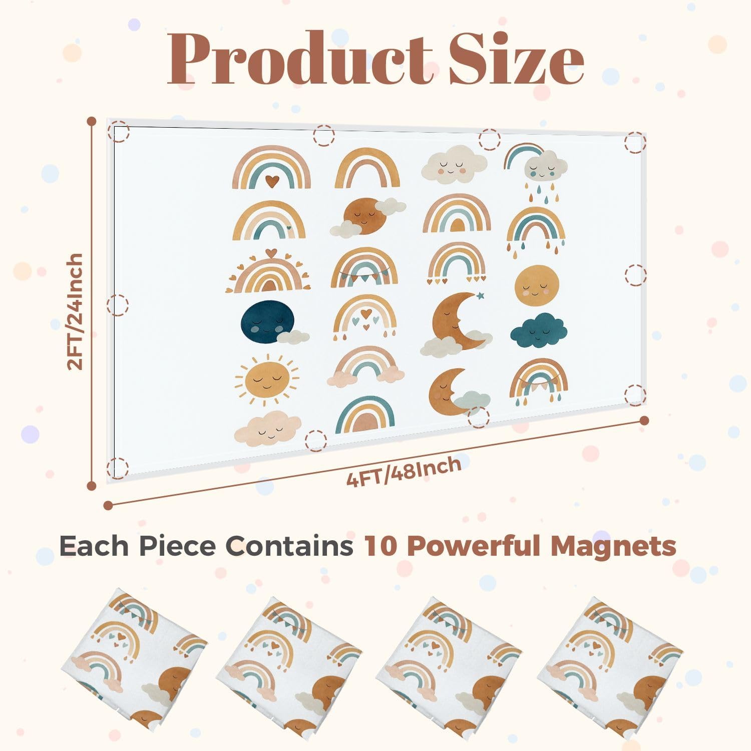 4 Pcs Fluorescent Light Covers for Ceiling Lights drawn boho clipart for nursery decoration cute rainbows sun cloud Magnetic Decorative Shade Filters 4x2 ft for Classroom Office Hospital Decor