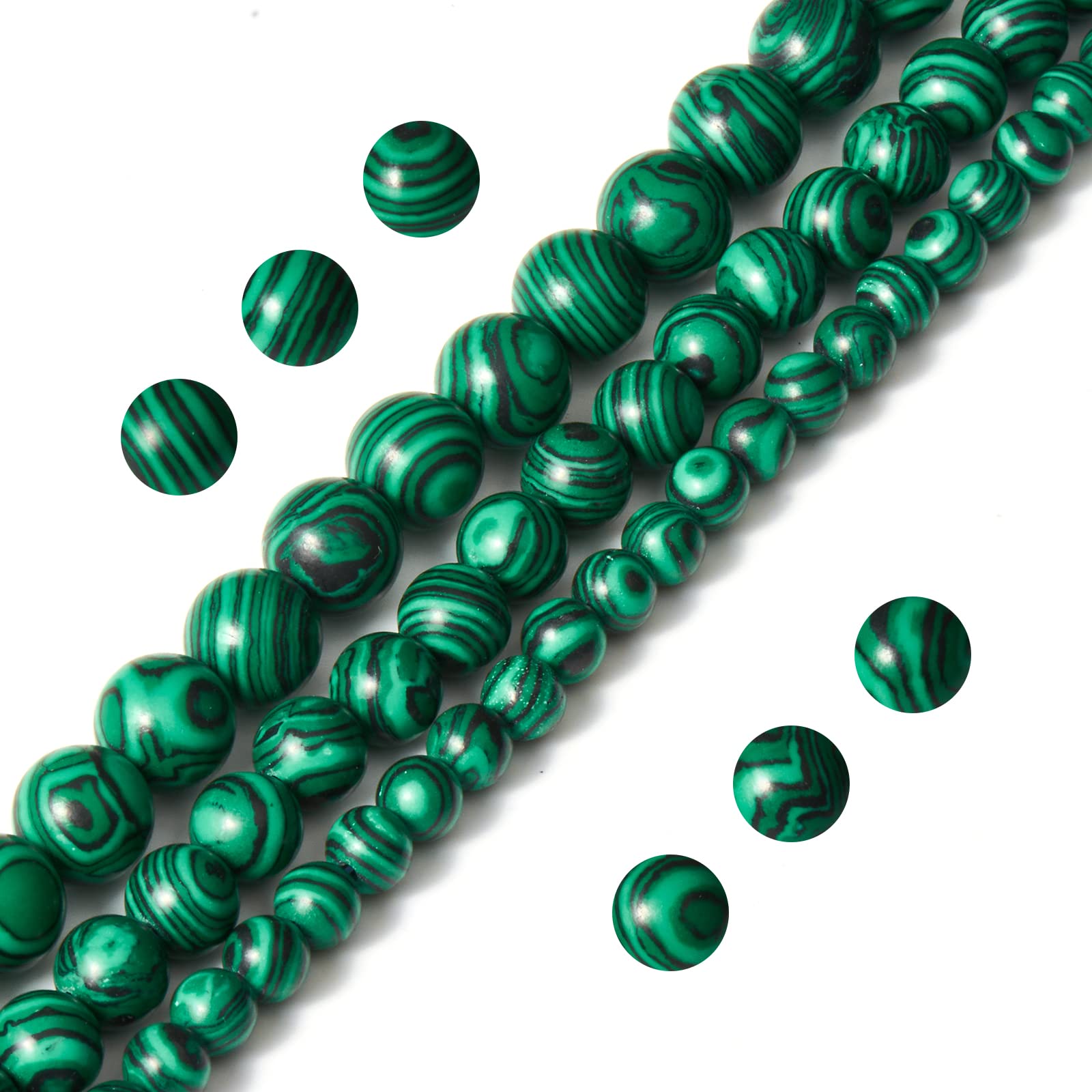 108pcs 6mm Malachite Beads Round Gemstone Beads Loose Beads for Jewelry Making