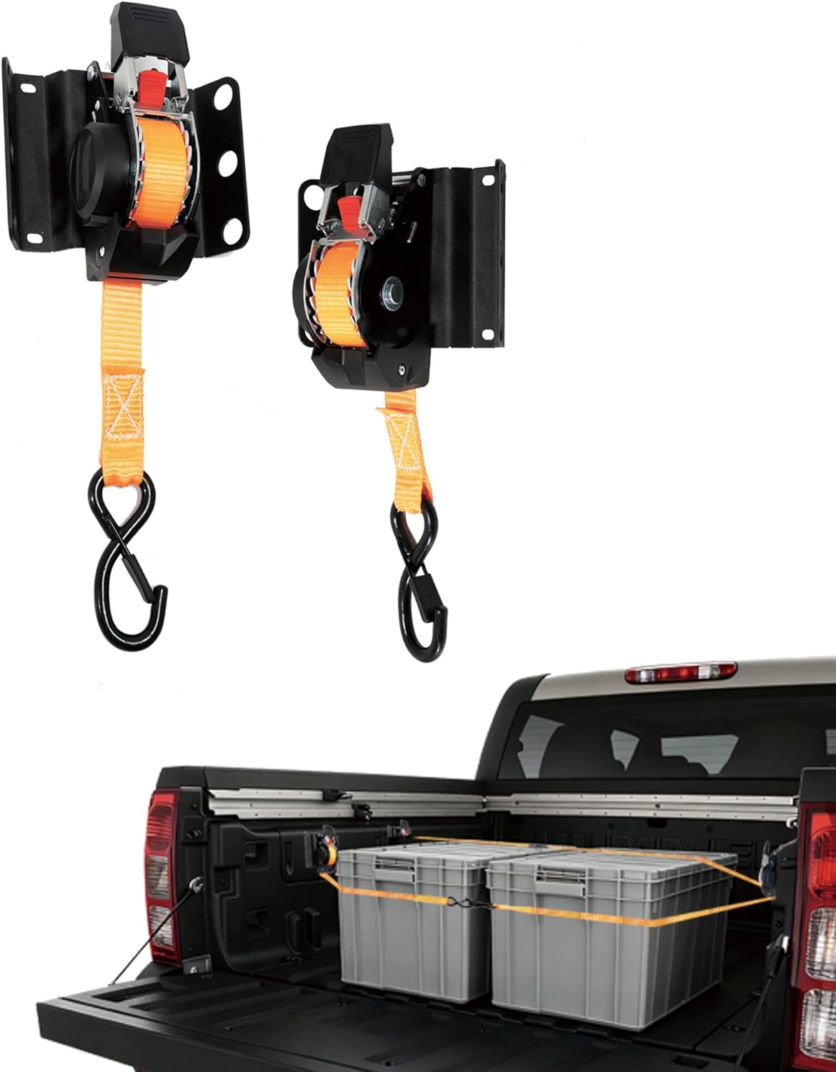 Ultimate Retractable Ratchet Straps for Ford F150, Retractable Truck Bed Ratchet Straps for Ford F150, Compatible with Ford F-150 F250 F350 F450 2015-2025 (2Pcs)