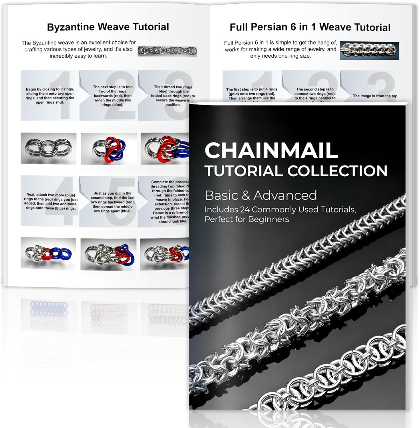 SHIQIKEJIPTY Chainmail Tutorial 24 Comprehensive Chainmail Tutorials Chain Mail Weaving Kit A5 Saddle Stitch Manual Chainmaille Jewelry Making Books Color Coded Step by Step Instruction for Beginners