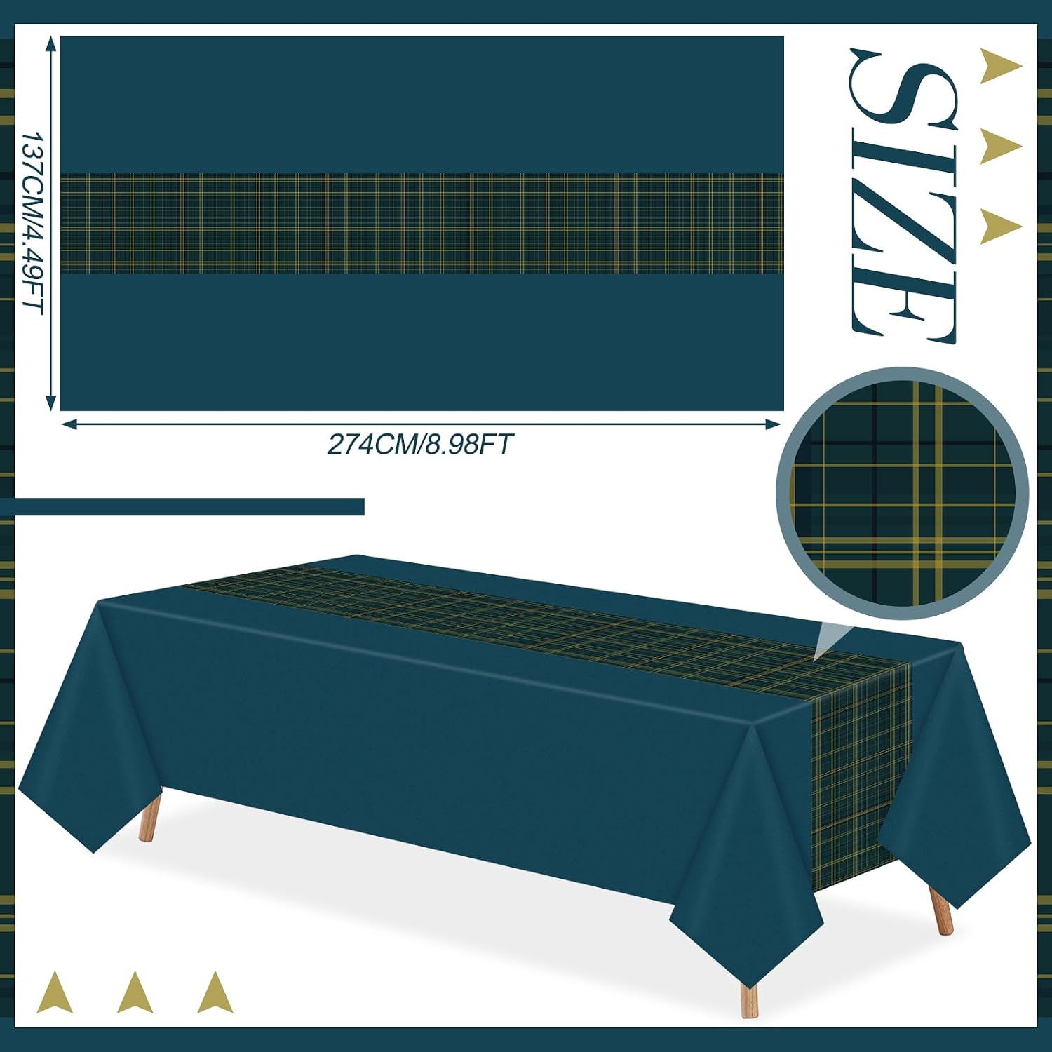 Batiyeer 3 Pcs Blue and Green Plaid Baby Shower Tablecloth Party Decorations Plastic Table Cloth Neutral Printed Tablecloth Disposable Rectangle Cover for Birthday Baby Shower Wedding Party