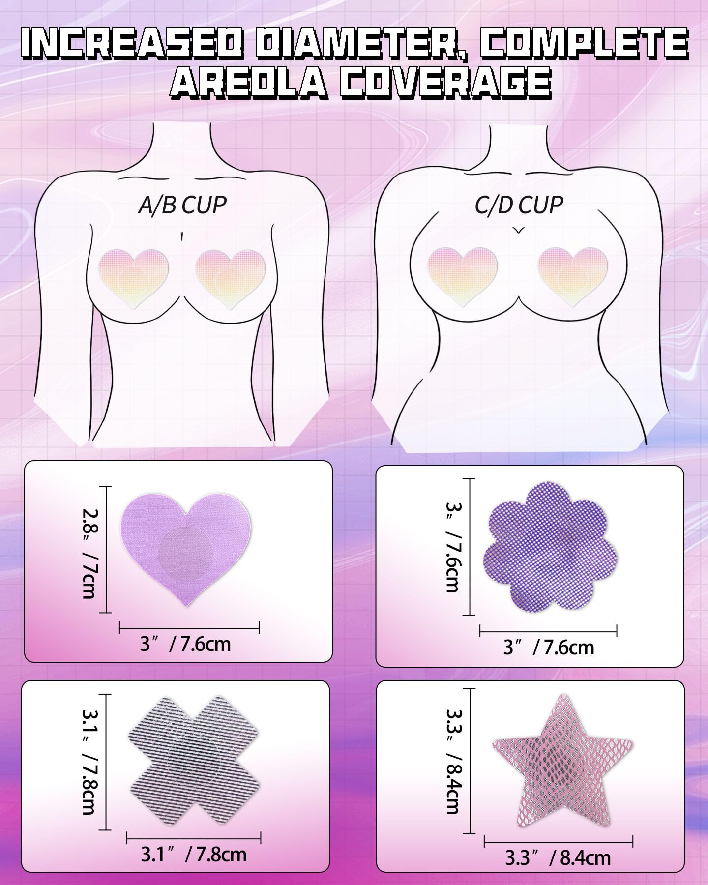 CICKEE Pasties Rave Pack 27 Pairs Multicolor Nipple Covers Pasties Glitter Pasty: Multicolor-pink-purple-silver 27