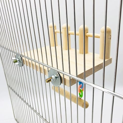 Miniatura 6 de Gimnasios de madera para pájaros con escalera de escalada y columpio de madera acrílica para mejillas verdes, tortolitos, pinzones, conures