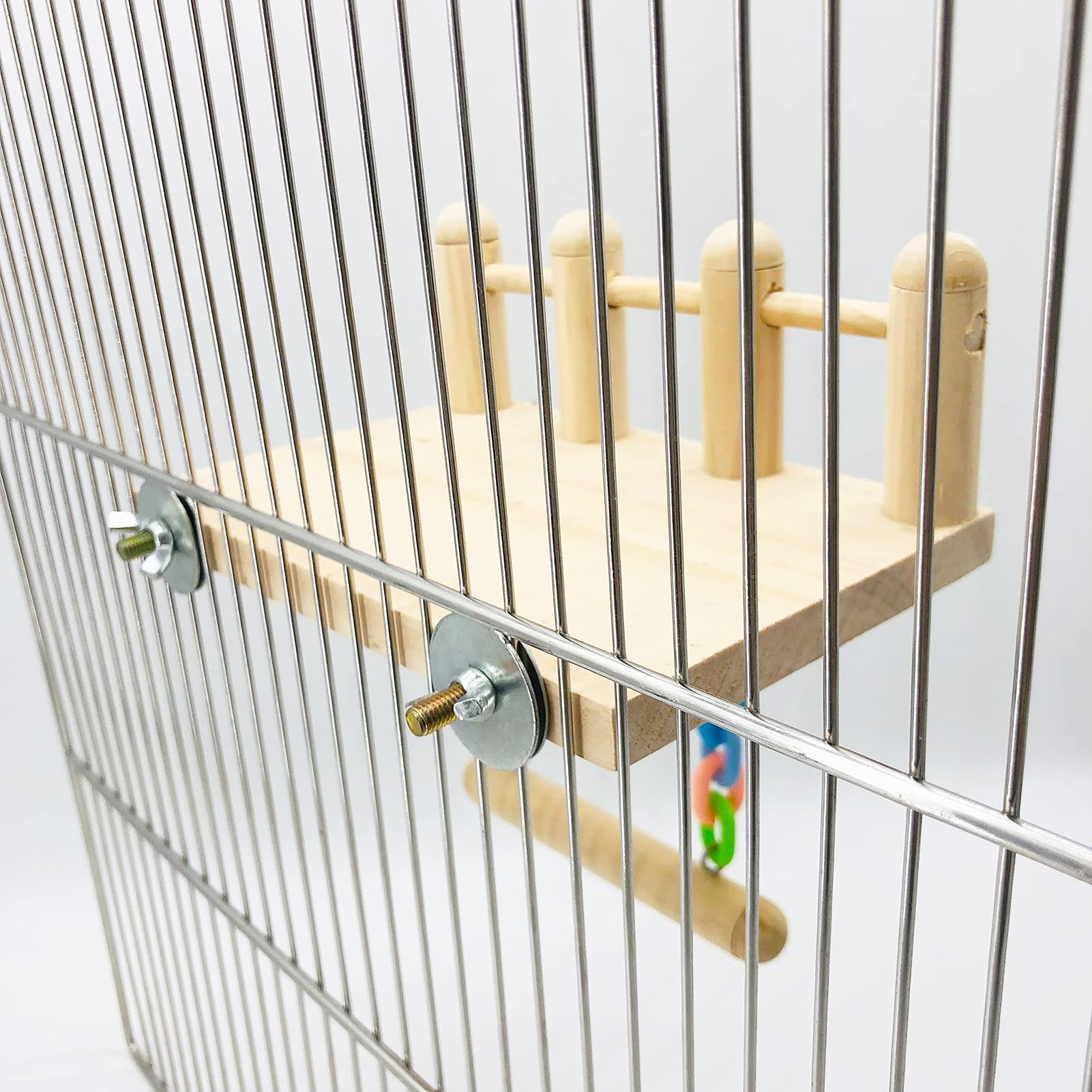 Vogel-Spielstation Aus Holz Mit Schaukel & Leiter – Für Sittiche, Nymphensittiche & Kleine Papageien, Zum Klettern, Kauen & Spielen