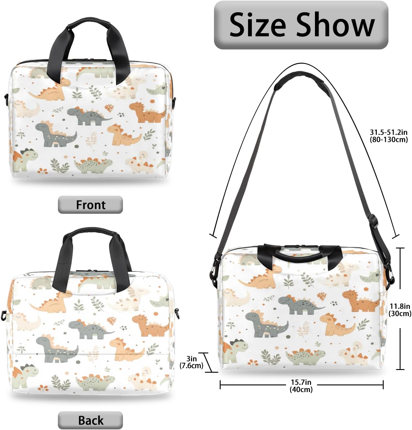 15 Inch Laptop Sleeve Case Waterprooof Computer Briefcase Messenger Bag with Shoulder Strap for Men Women