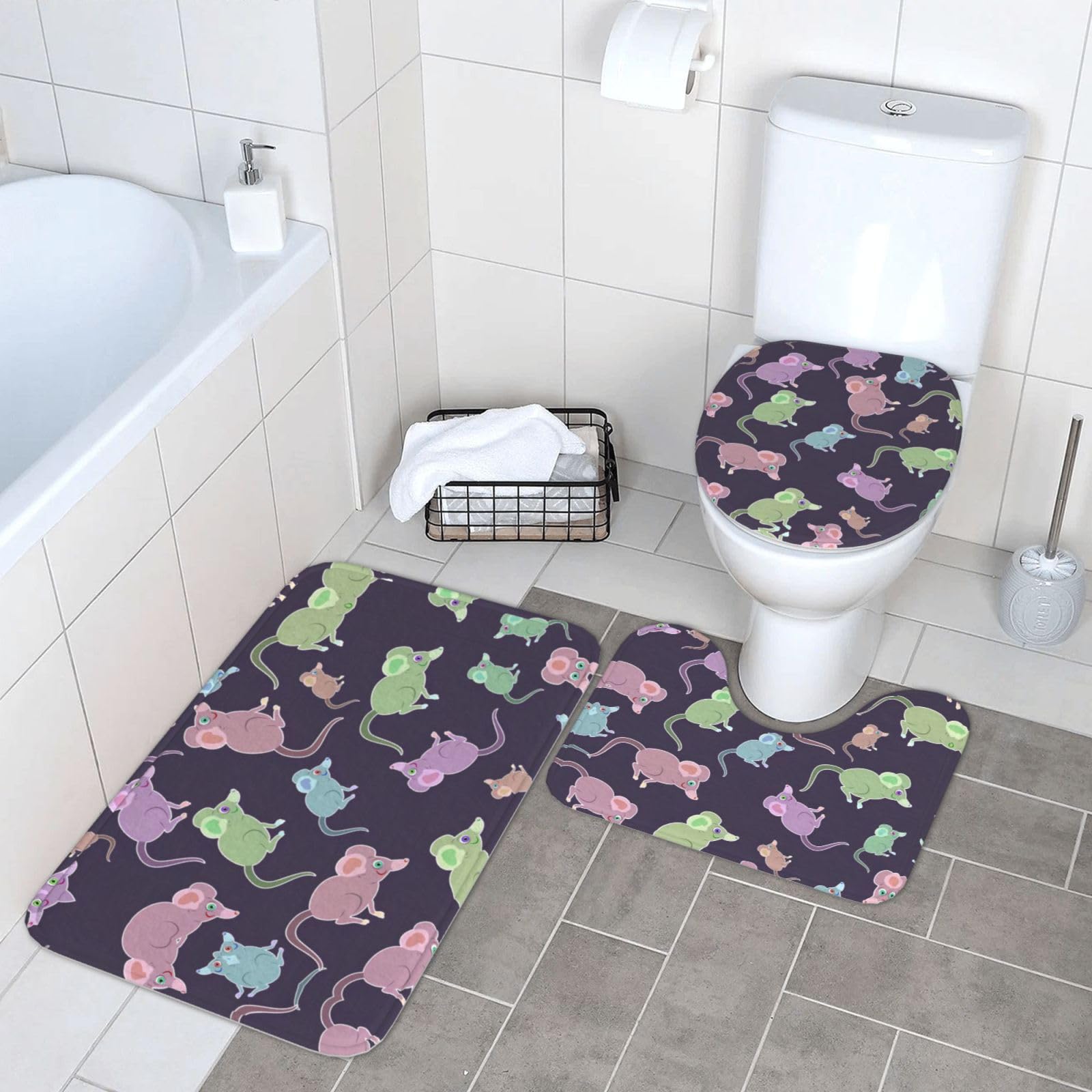 Tapis de salle de bain animaux mignons souris pour un réveil doux et joyeux