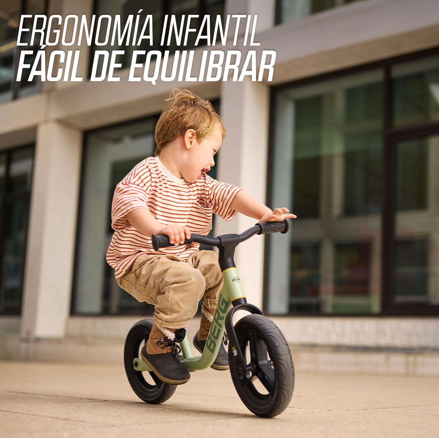 BERG Bicicleta sin Pedales MOOV 10 | 2-5 años, 10 pulgadas, manillar y sillín regulables en altura, ligero, ruedas hinchables