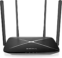 Roteador Wi-Fi Gigabit Mercusys AC12G, Wireless Dual Band 2.4/5 GHz AC1200, 4 antenas, Portas Full Gigabit, Conecta até 60 dispositivos, Preto