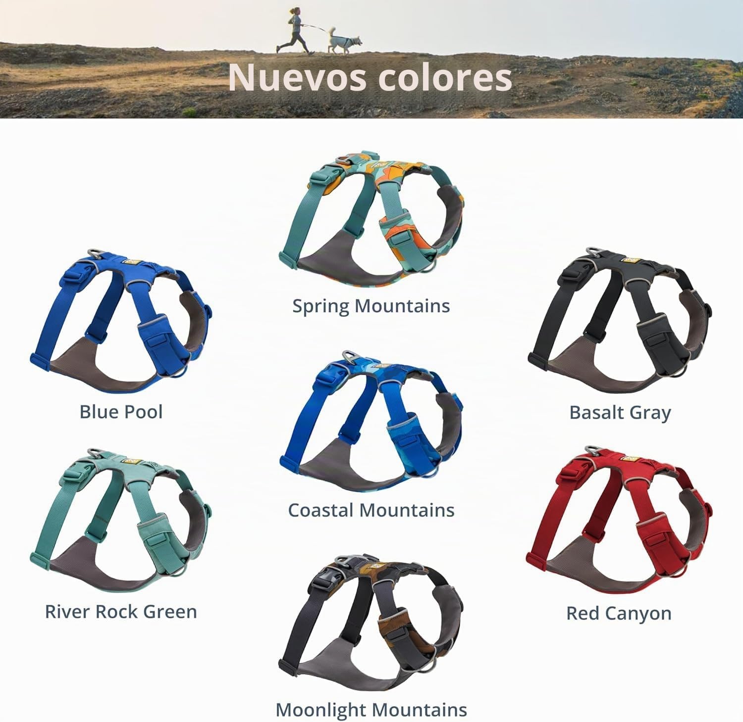 RUFFWEAR Front Range - Arnés para Perros pequeños, arnés Reflectante en Y, Ajustable, cómodo y Acolchado, arnés para pasear al Perro, sin tirones, 2 Accesorios de Correa y Anillo en V, Talla S, Gris