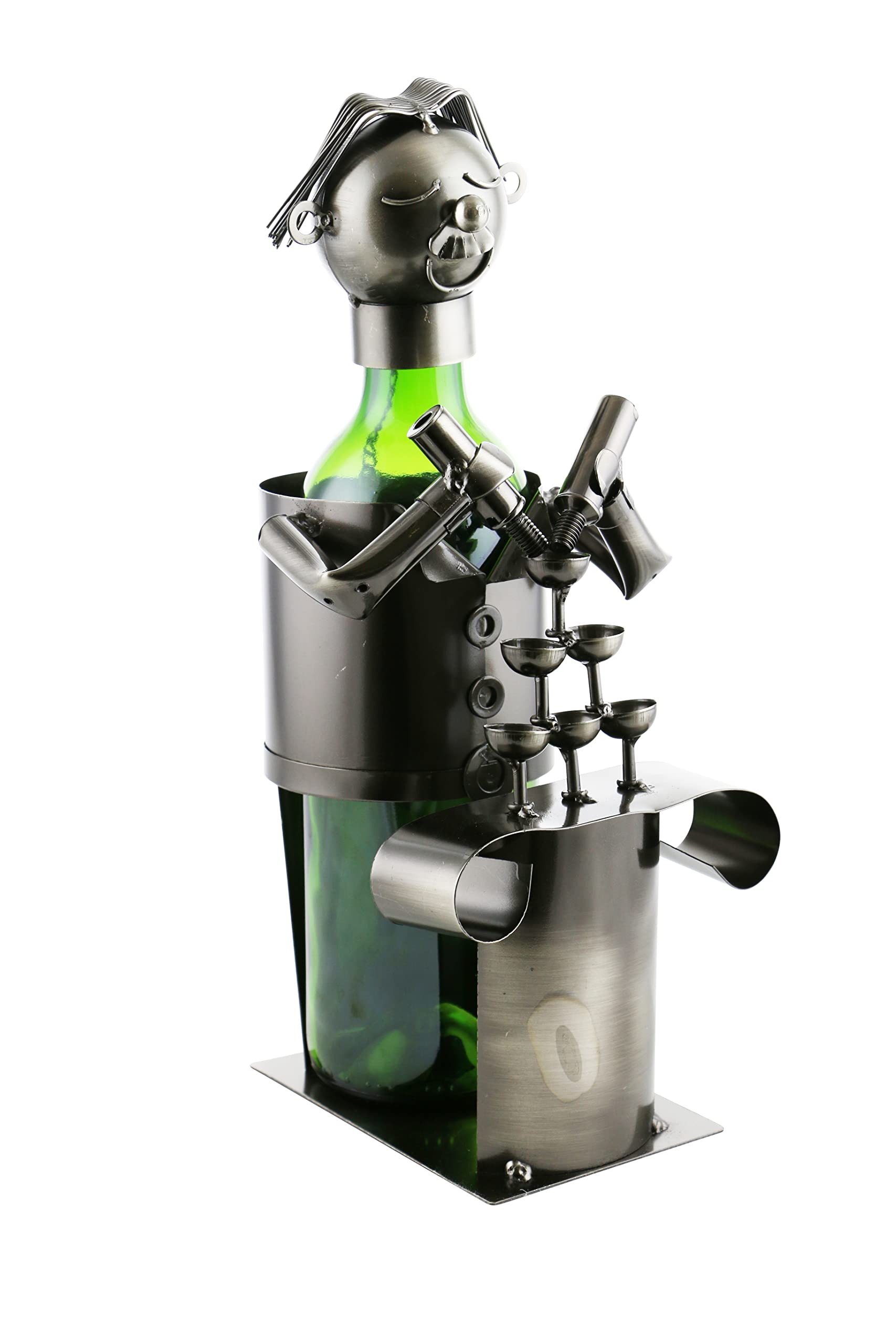 Wine Bodies Professional Bartender Metal Wine Bottle Holder, Charcoal