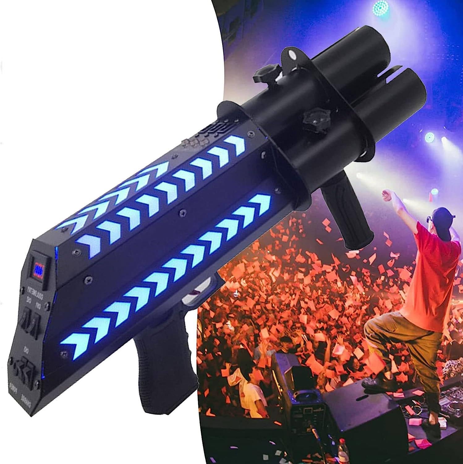 Máquina de cañón de confeti, máquina lanzadora de cañones de confeti, cañón de escenario, pistola de mano de 3 disparos, mini para Halloween, bodas, fiestas, discotecas, efectos de DJ