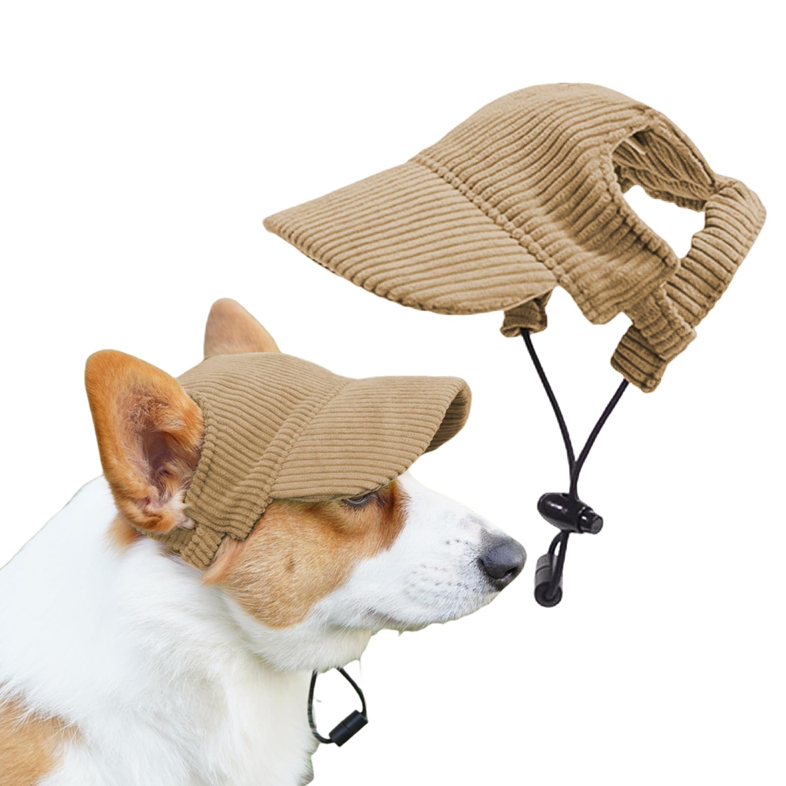 Dog Baseball Cap, Summer Dog Sun Protection Hat Adjustable Pet Cat Dog Baseball Hat Visor Cap with Ear Holes for Puppy Small Medium Large Dogs (Brown, S)