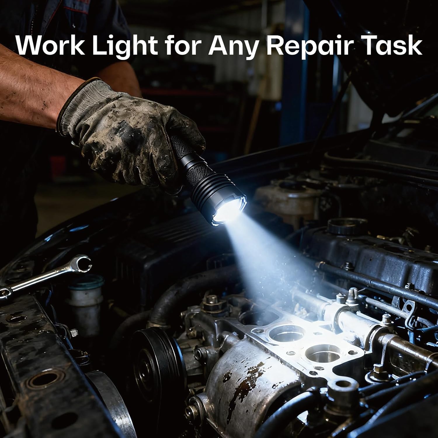 2000 Lumen Rechargeable Tactical Flashlight with Tail Switch, SST40 LED, Spot & Flood Beam, 2500mAh, Lotus Head with Ceramic Bead, Ideal for Camping, Hiking, Bug-Out Bag