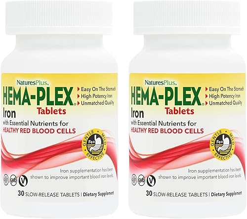 Miniatura 6 de NaturesPlus Hema-Plex Iron - 60 tabletas - 85 mg de hierro elemental + vitamina C y bioflavonoides para glóbulos rojos saludables, vegano, sin