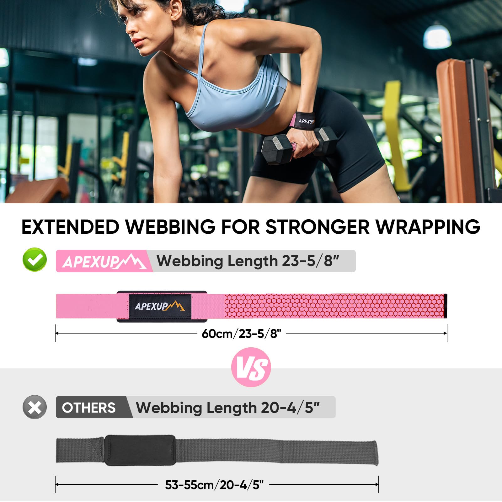 APEXUP Correas de levantamiento con neopreno acolchado, silicona antideslizante y algodón de alta calidad, correas de muñeca para levantamiento de pesas, gimnasio, culturismo, levantamiento de
