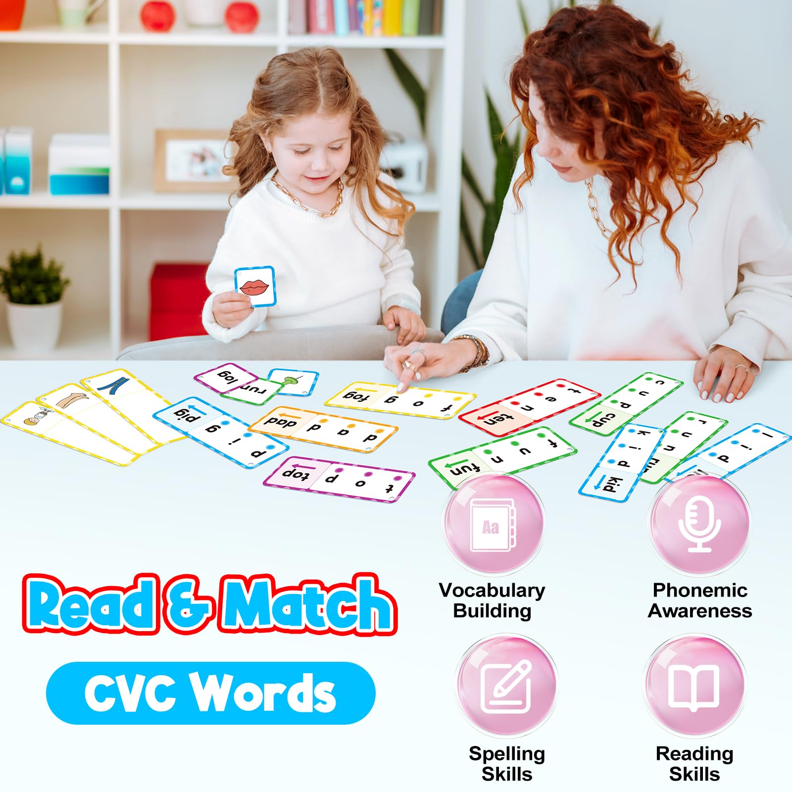 CVC Giochi di parole, Giochi fonetici, Carte Flash, Giocattoli di logopedia per bambini e bambini, imparare a leggere e snellire, attività di apprendimento prescolare e