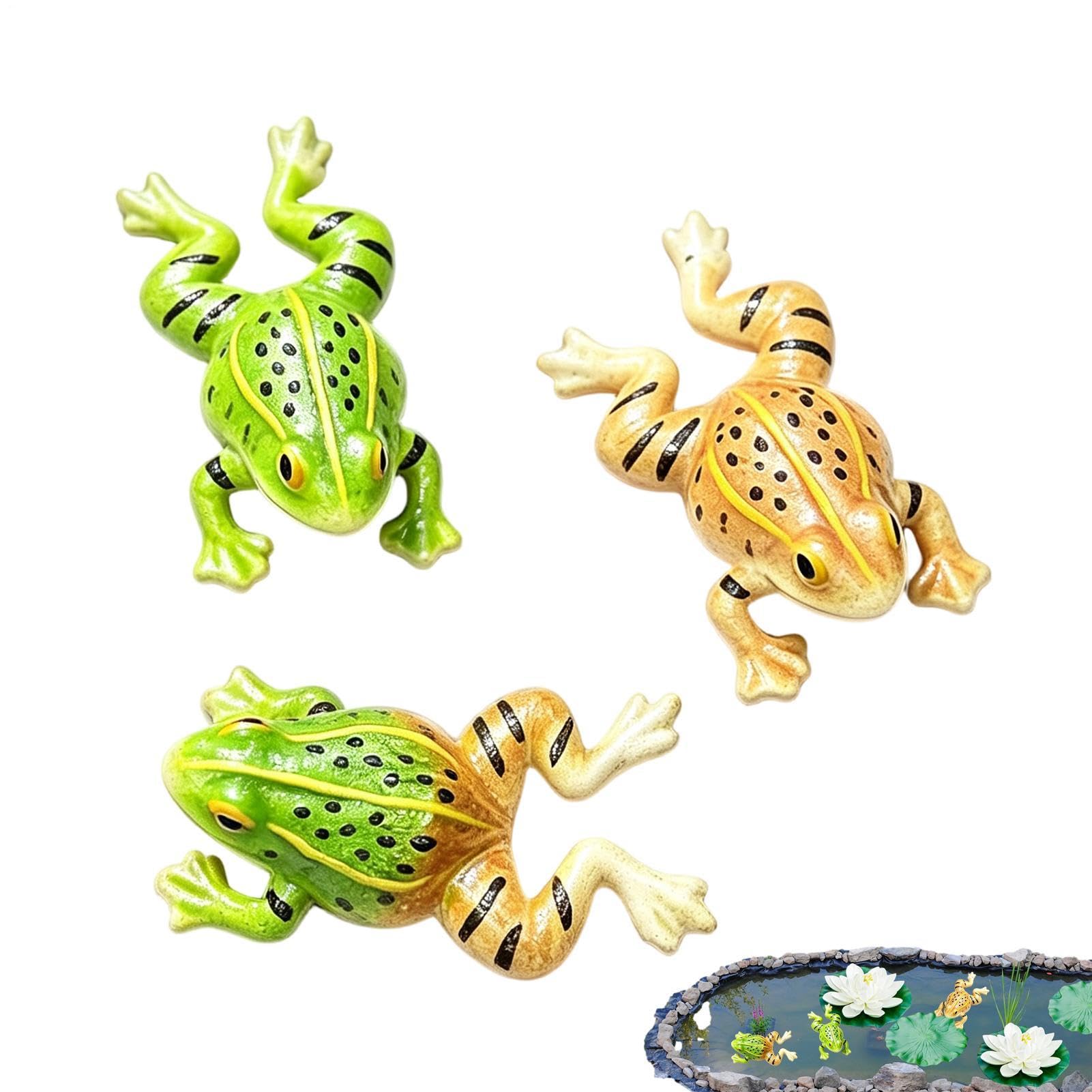 Generico Rane Galleggianti 3 Pezzi di Rana in Resina Realistica per Stagno | Decorazioni Galleggianti a Forma di Rana Per Portico Cortile Esterno Giardino Prato Fontana