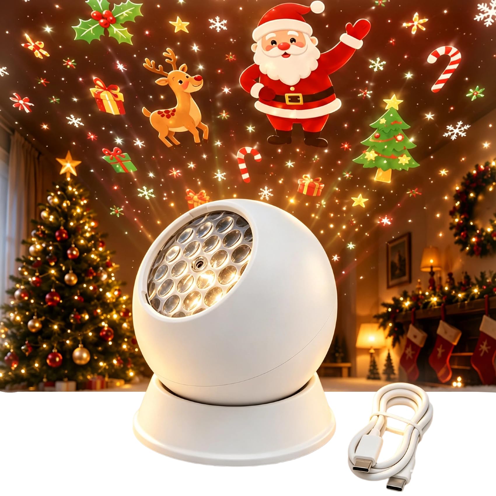 360° Dynamic Rotating LED Ocean Wave Night Projector Light (Christmas)