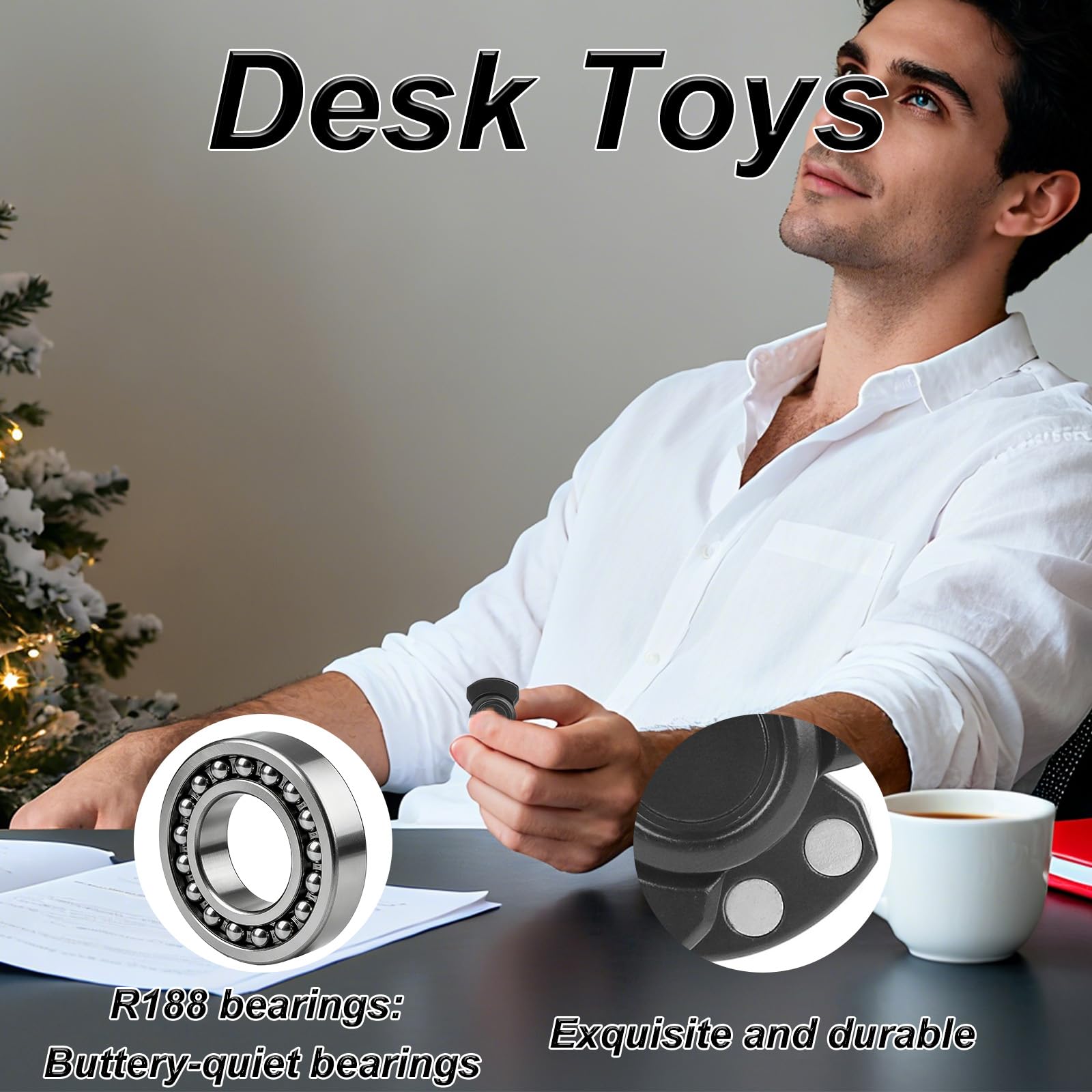 Penitue 3-in-1 Fidget Toy for Adults Fidget Toy Spinner Magnetic Metal Clicker Rotating Hand Fingertip Toys Focus Quite Tool for Adults Teen Boys Kids - Image 3