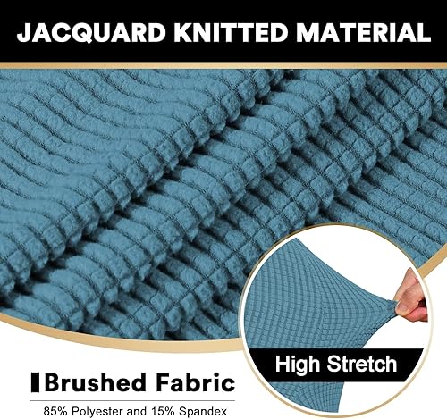 Miniatura 7 de Paquete de fundas para sofá con cojín en forma de T de 3/4 piezas, protector de muebles, patrón a cuadros, extraíbles y lavables, color azul tormenta