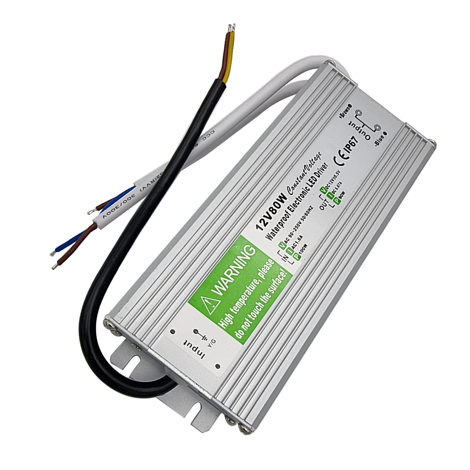 LEDSone 12V 80W IP67 Waterproof Electronic LED Driver AC 90-250 V Transformer Constant Voltage Power Supply LED Driver for Indoor Outdoor (80W) โ image 1