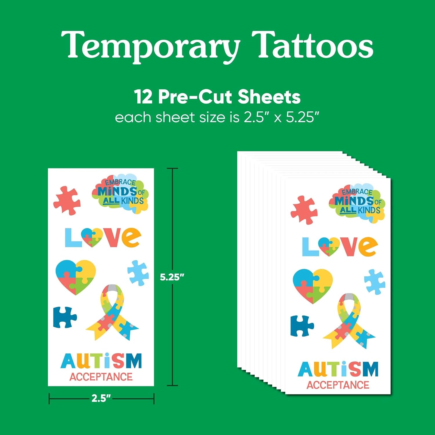 Big Dot of Happiness Autism Acceptance Temporary Tattoos - Awareness Event Favors - Set of 12