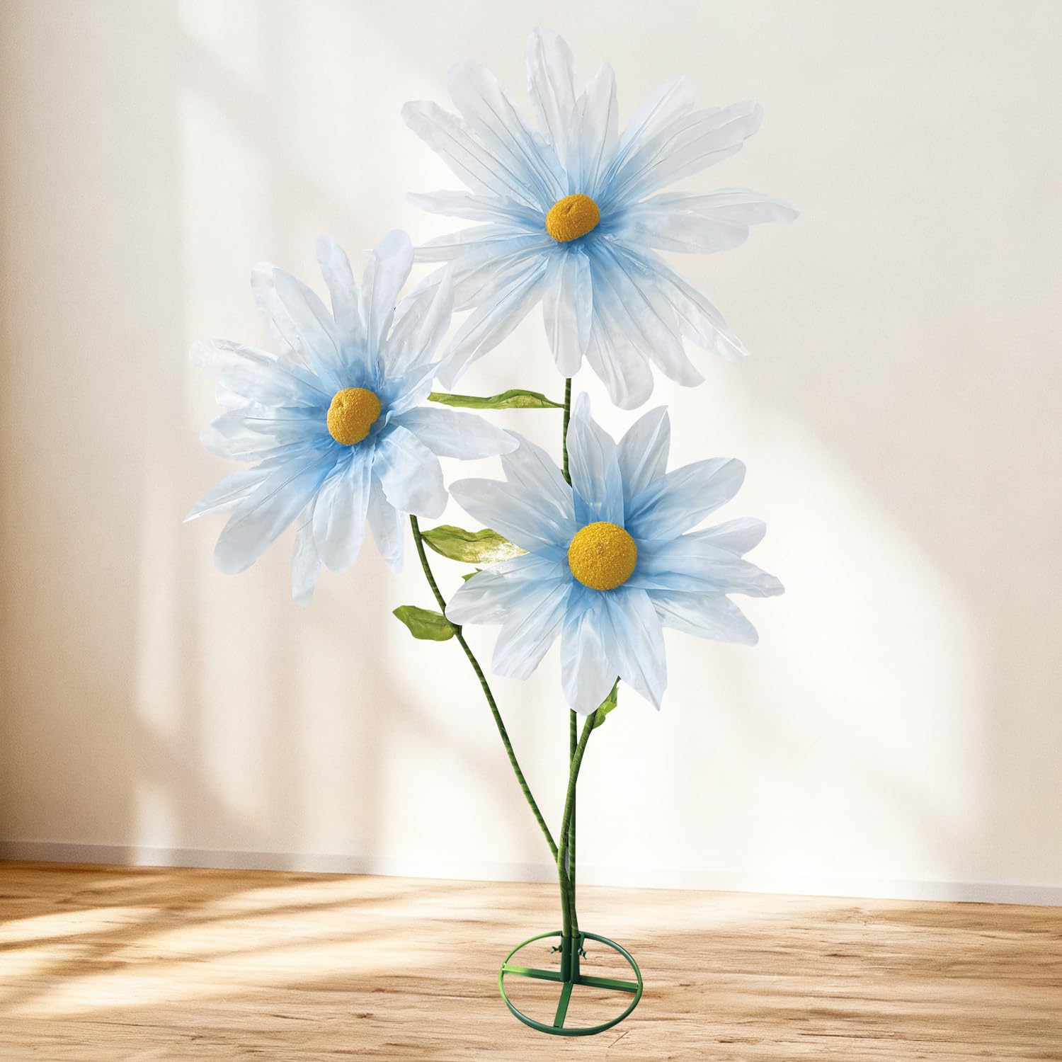 3Pc Giant Flowers for Decoration - Daisy Large Paper Artificial Flowers, for Spring Decoration Wedding Birthday Mother's Day Flower Wall Arrangements Graduation Office Home Shop Window Display (Blue)