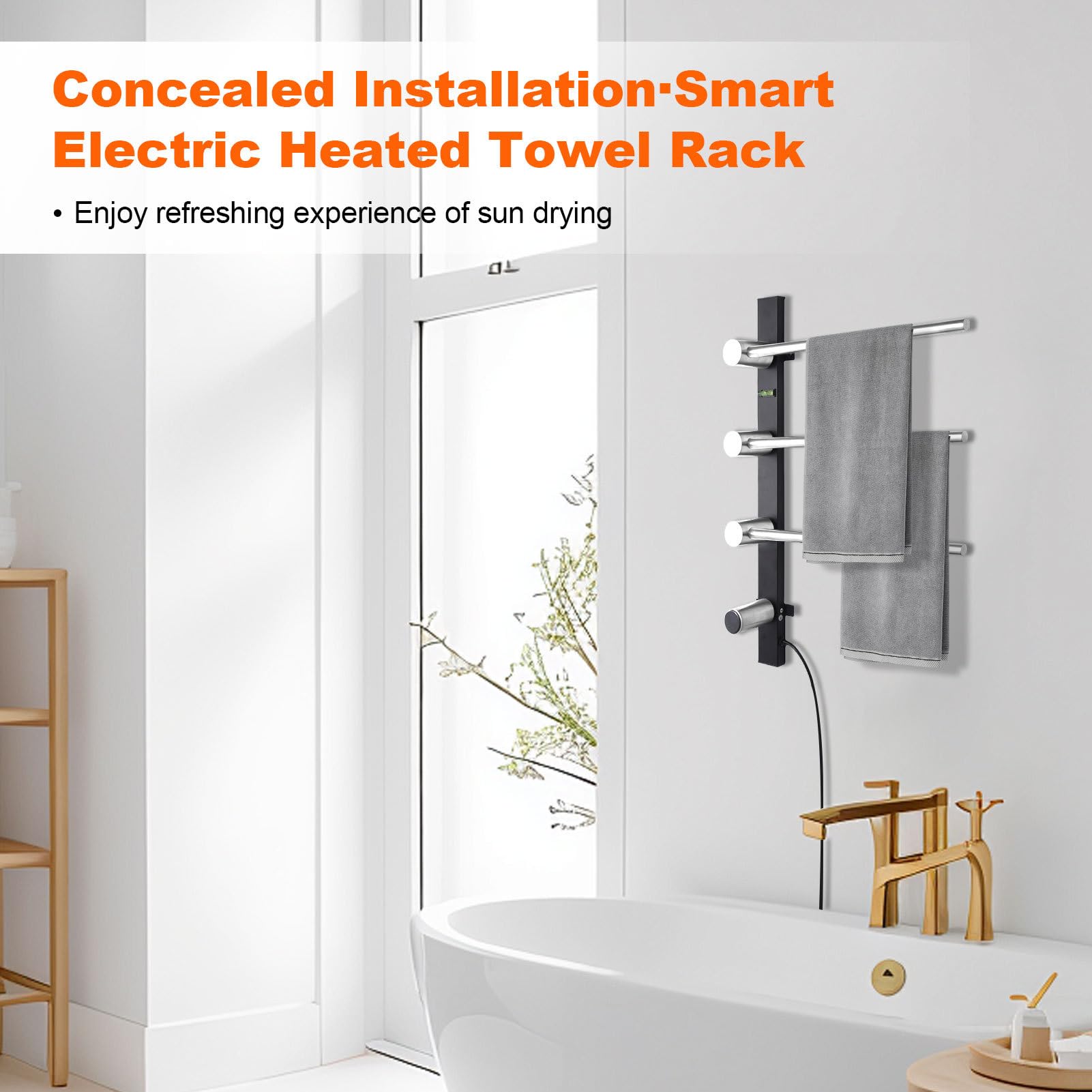 Bathroom Towel Warmer Rack - Stainless Steel Heated Towel Rail Wall Mounted - Display Electric Towel Warmer with Timer for Bathroom, Gym, Apartment, Hotel