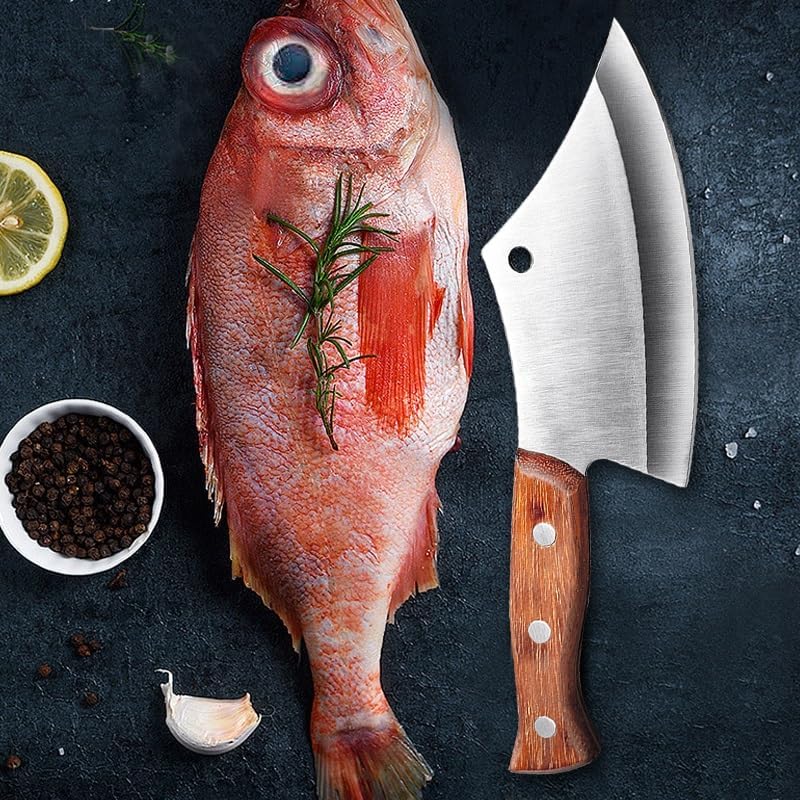 Meat Cleaver,Cleaver Knife Kitchen Chef Knife For Fish Meat Stand Boning Razor Sharp Slaughtering Fish Slicing Knife Cook Tools